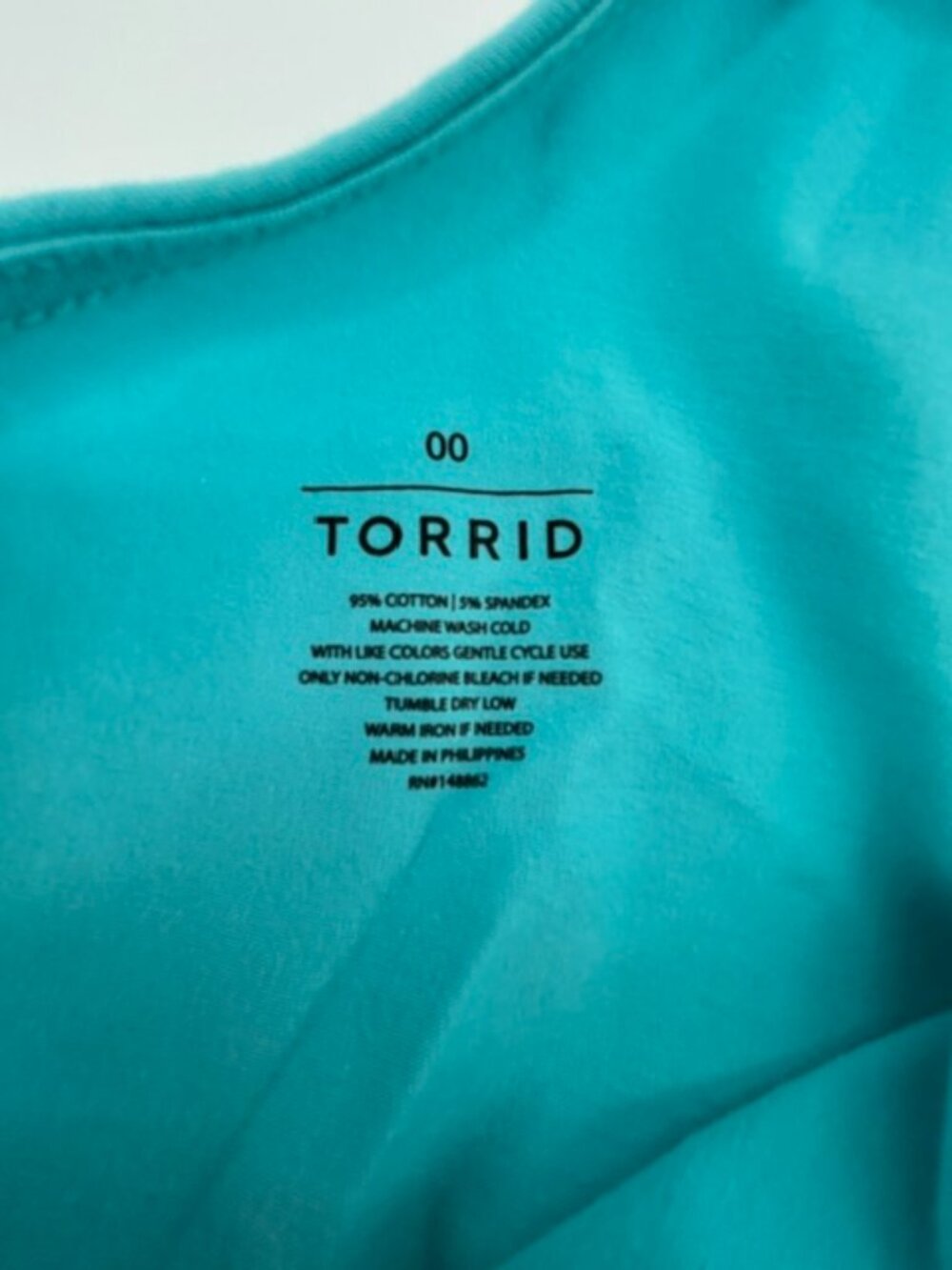 Torrid Tank Top 00 M/L 10 Blue Green Sleeveless Cutout One Shoulder Stretch - Picture 5 of 9